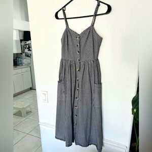Urban Outfitters BDG button apron dress black and white gingham print size S